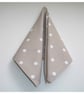 Napkin Beige Brown and White Polka Dot 14" Serviette Washable Cotton Cloth