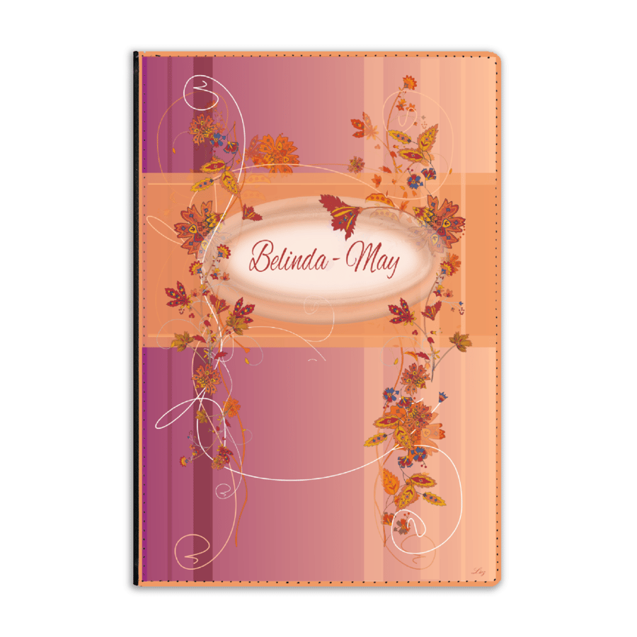 1 PEACH PERSONALISED REFILLABLE Faux Leather A5 Journal cover & FREE Notebook