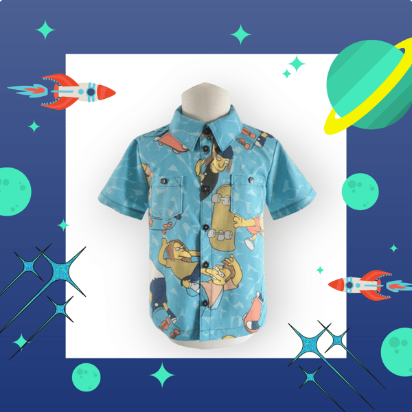 Simpsons print and Plain Printed Shirt with Short Sleeves. Age 4-5yrs