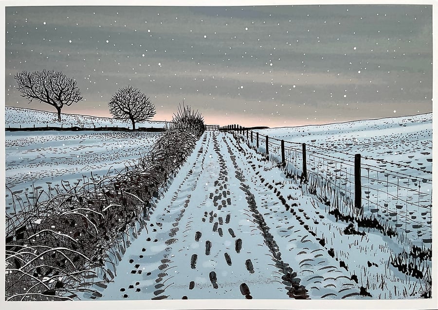 'Footsteps in the snow' giclee print