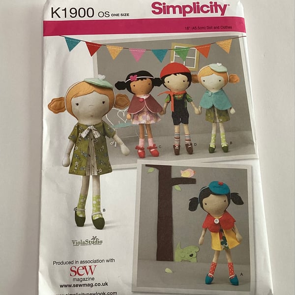 Sewing pattern, uncut, Simplicity k1900 18”doll and clothes