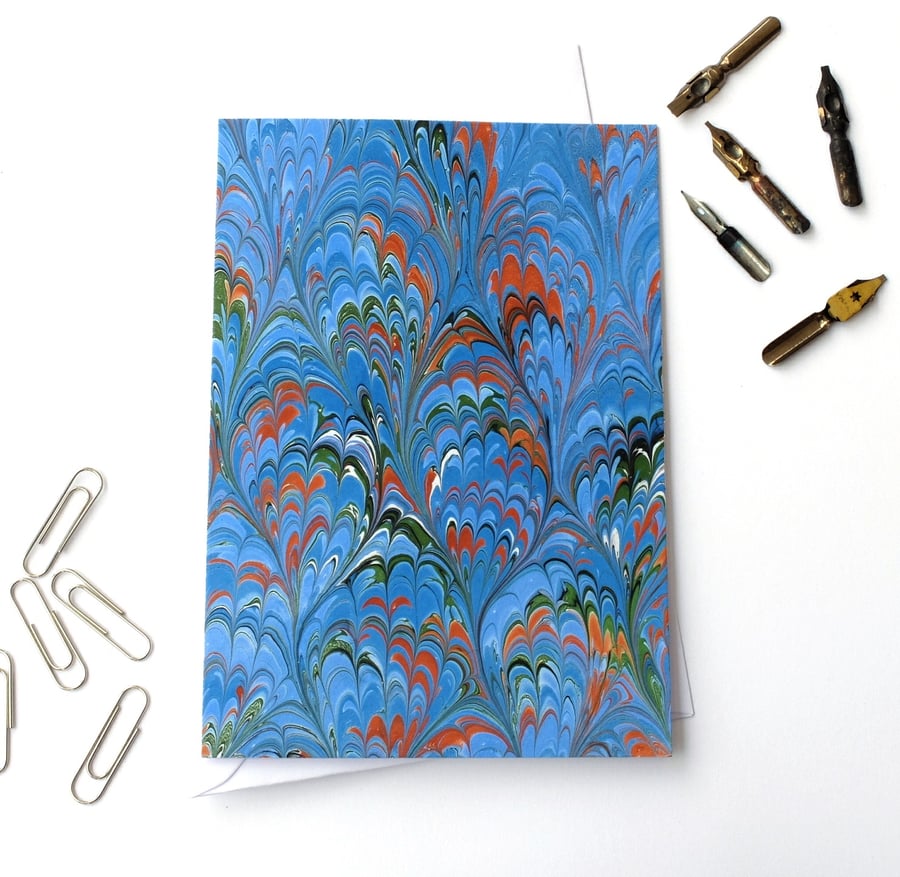 Eyecatching marbled paper art greetings card p... Folksy