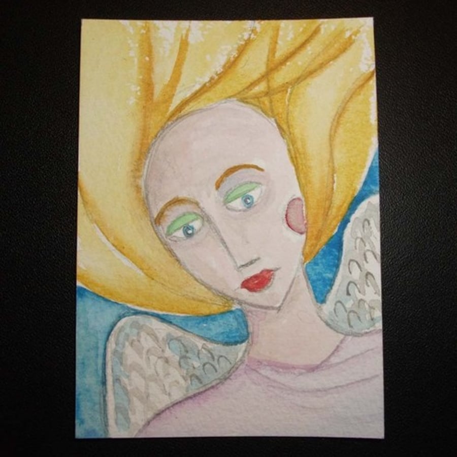 ACEO original watercolour, Angel