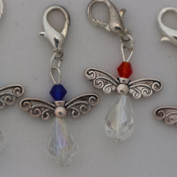 Crochet stitch markers - silver Christmas angel x4 cheery