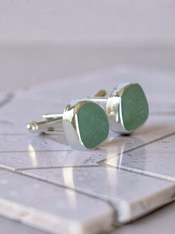 Ocean Sea Glass Cufflinks 