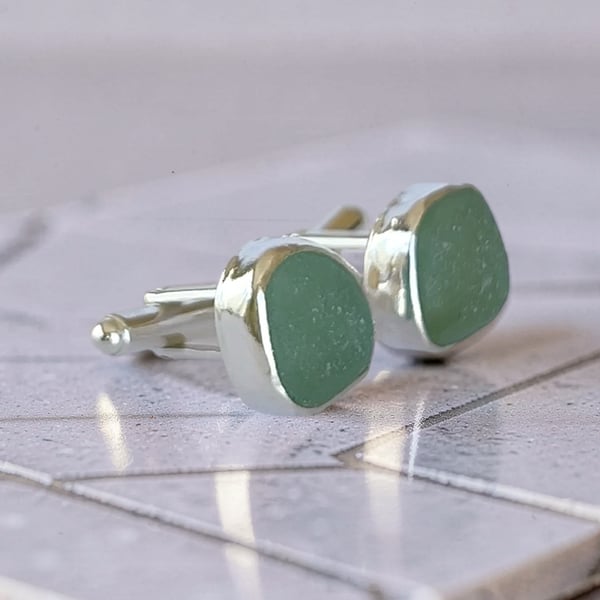 Ocean Sea Glass Cufflinks 