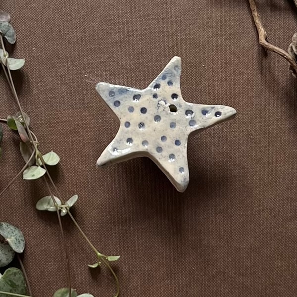 A Ceramic handmade small hanging star - 46 - Summer Studio Sale 