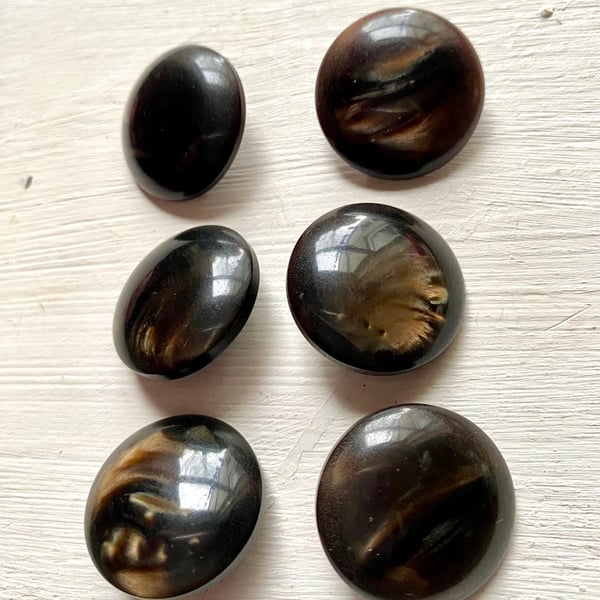 Six 2cm Dark brown buttons with shank 