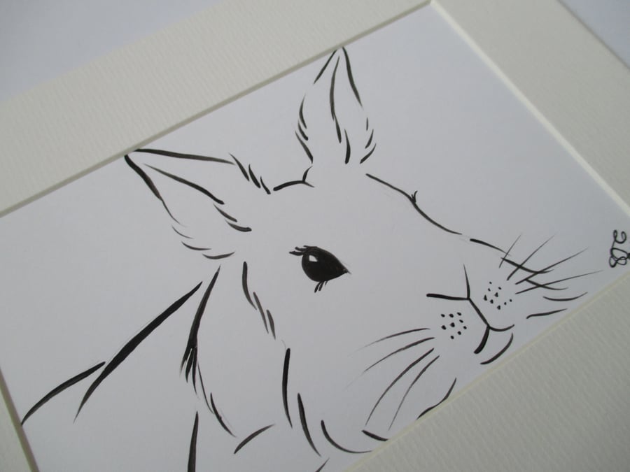 Rabbit Painting Lionhead Bunny Original Art 
