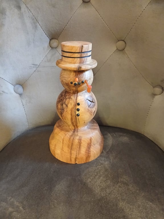 Reclaimed english oak. Lathe turned Wooden snowman 