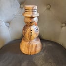 Reclaimed english oak. Lathe turned Wooden snowman 