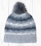 Crochet hat, beanie. Grey and white ombre ladies swirl pom pom hat. Ladies hat. - Image 7