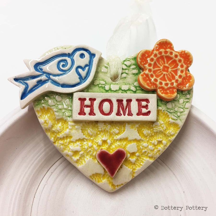 Pottery decoration Love Heart Ceramic lace pattern Home heart New home