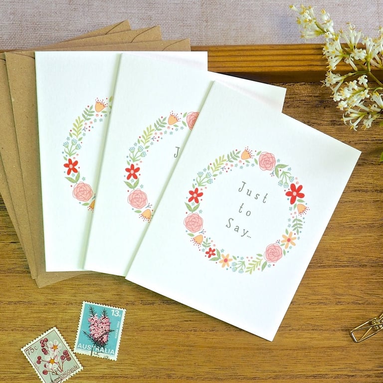 Set of 3 Meadow Circle Mini Notecards - Just To Say