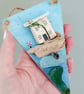 Driftwood Miniature Cottage Hanging Decoration with Sea Glass and Beach Finds