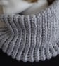Loom Knitted Neck Warmer In Chunky Light Grey Medium To Large  (A109) - Image 3