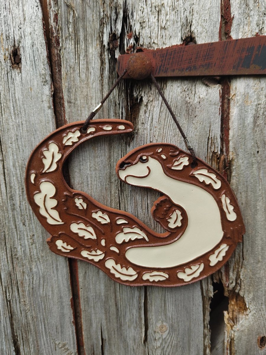 Otter ceramic wall plaque