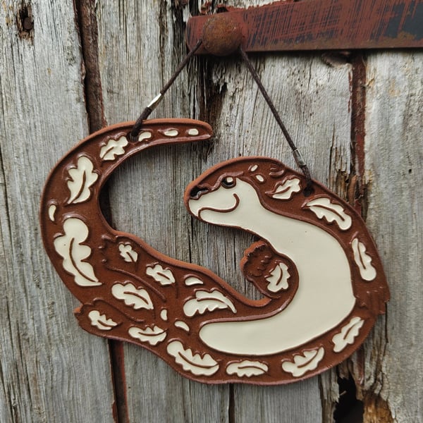 Otter ceramic wall plaque
