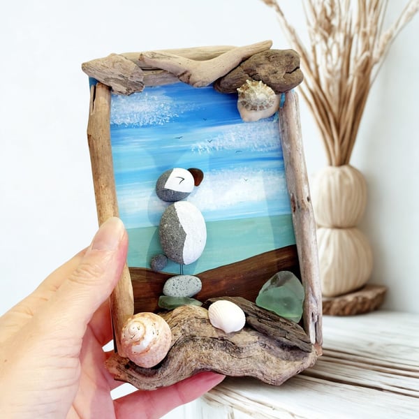 Puffin Wall Art: Sea Glass and Beach Finds Coastal Home Decor