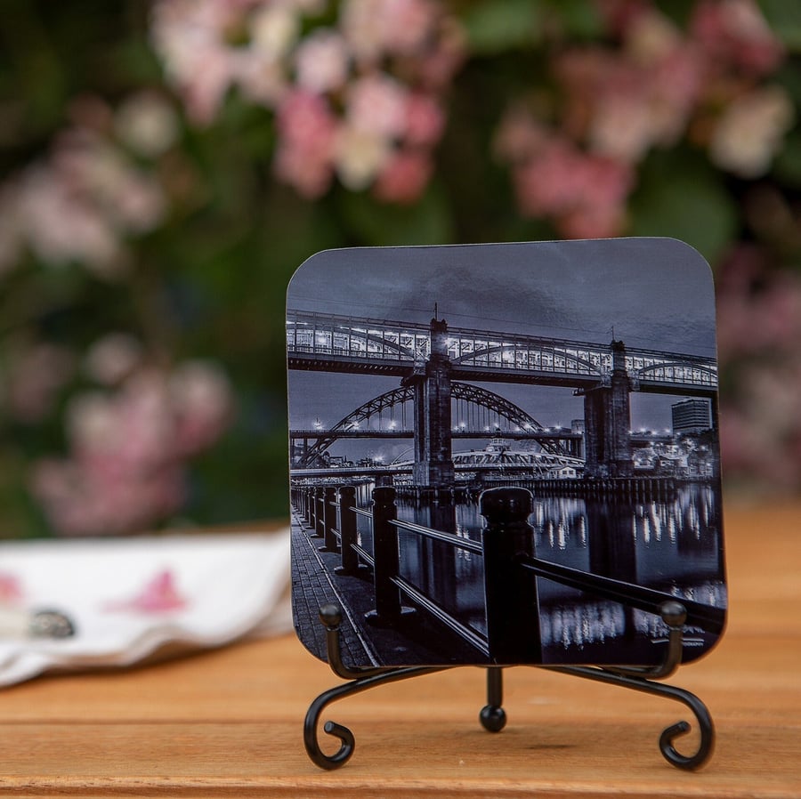 Newcastle Quayside Walk Wooden Coaster - Original North East Photo Gifts - Newca