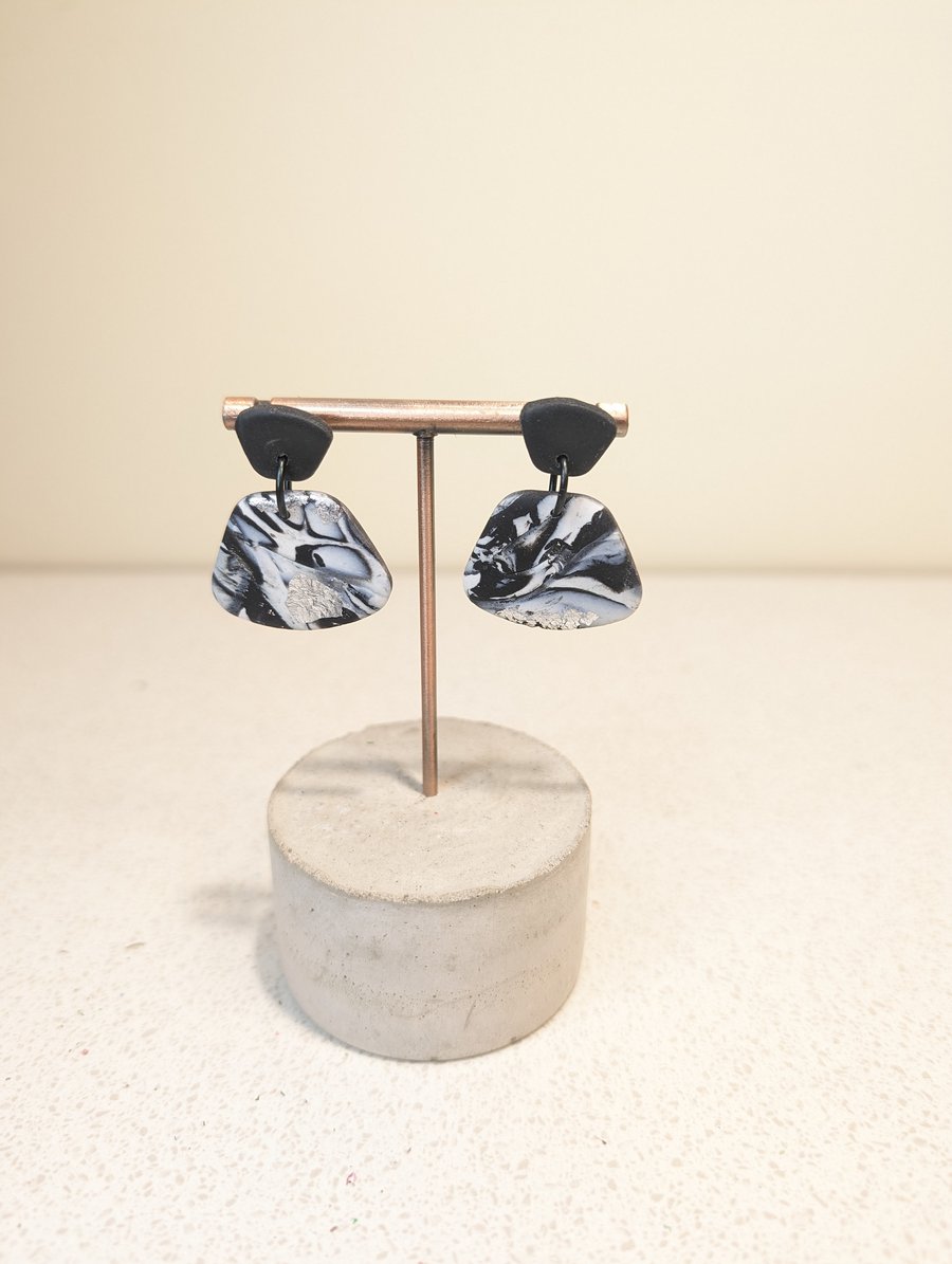  grey marble trapeze earrings 
