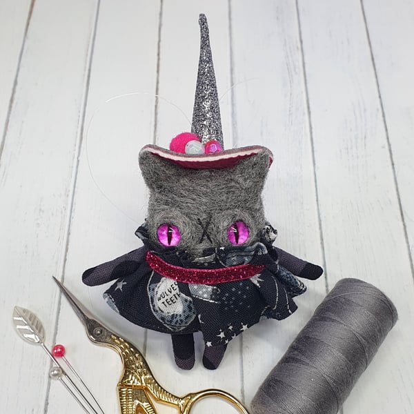 Miniature Art Doll Kitty Witch Charcoal