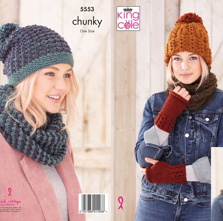 King Cole Ladies Accessories Knitting Pattern 5553 - Chunky King Cole Ladies Accessories Knitting Pattern 5553 - Chunky