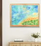 Abstract Seascape Archival Art Print, Vibrant Blue Ocean Wall Art Coastal Decor - Image 3