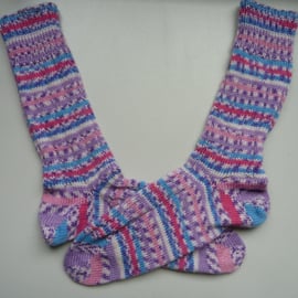Knitted Ribbed Wool Socks Size 4 to 5