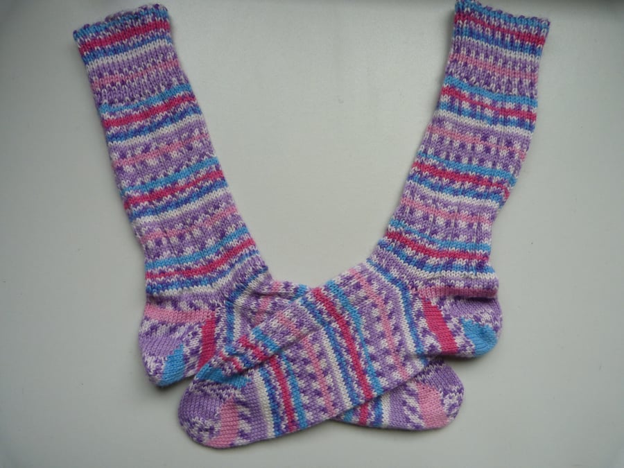 Knitted Ribbed Wool Socks Size 4 to 5