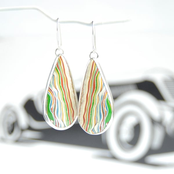 Large striped boatite earrings