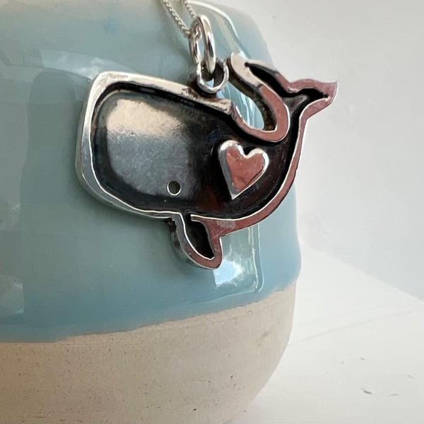 Silver whale - Sperm whale with heart for all whale lovers
