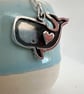 Silver whale - Sperm whale with heart for all whale lovers