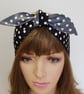 Polka dot self tie head scarf hair bandanna top tie cotton headband - Image 4