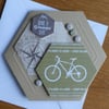 Hexagonal Birthday Card - Bicycle and Compass
