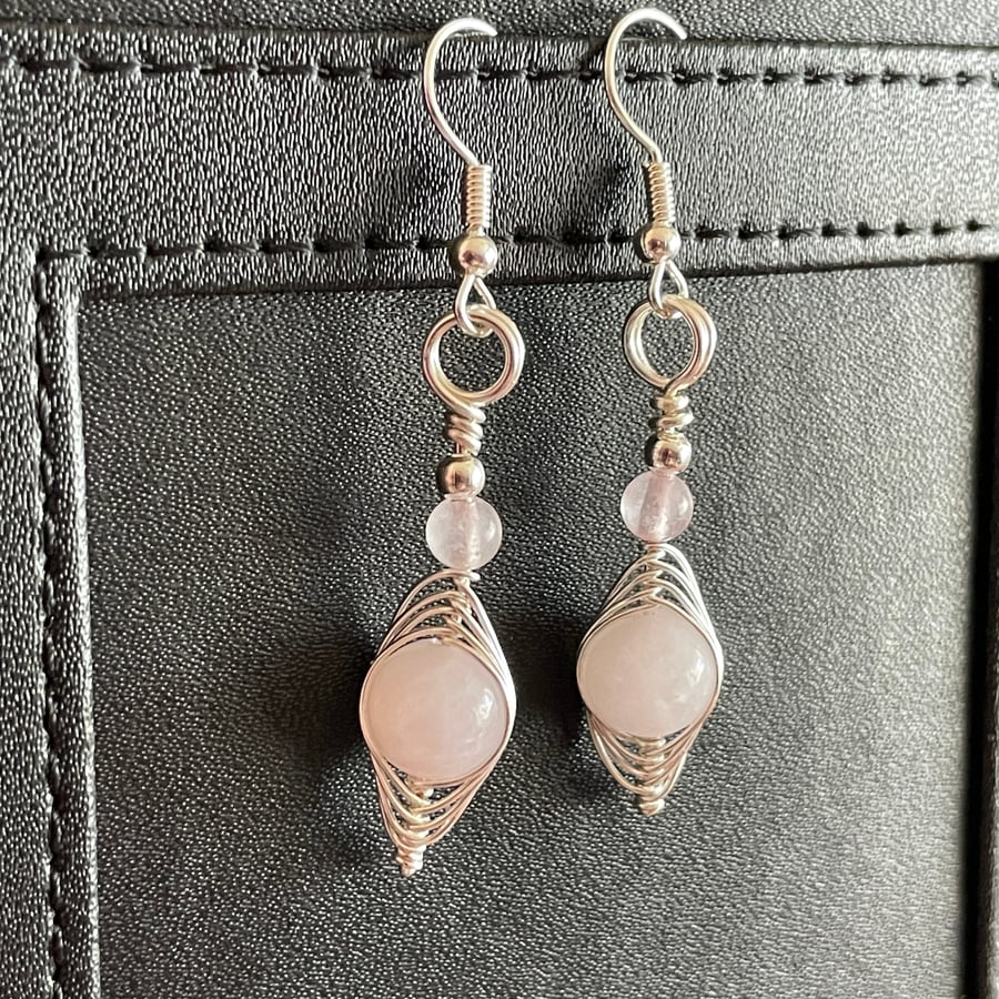 Pretty Rose Quartz Earrings 