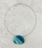 Deep Sea Blue Glass Pendant on Choker Necklace - Image 2