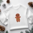 Sparkle Glitter Embroidered Gingerbread Man Kids Sweatshirt