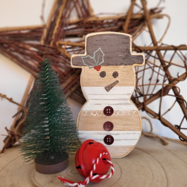 Unique hand painted wooden snowman