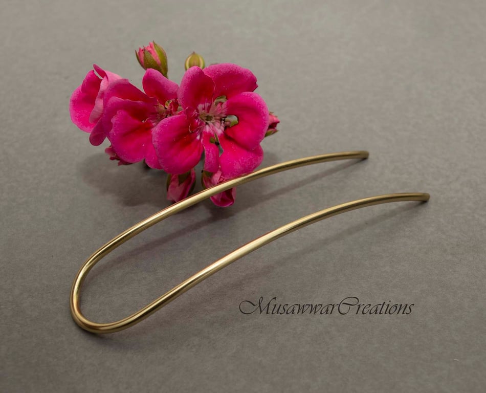 Curved Simple brass Hair Fork, Brass Hair u shape prong, brass Hair slide, brass