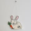 'Cream Rabbit loves Carrots' - Hanging Decoration