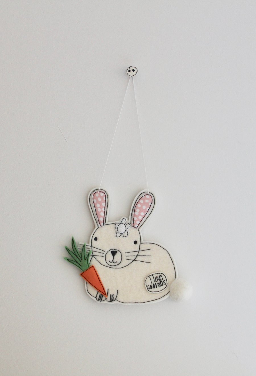'Cream Rabbit loves Carrots' - Hanging Decoration