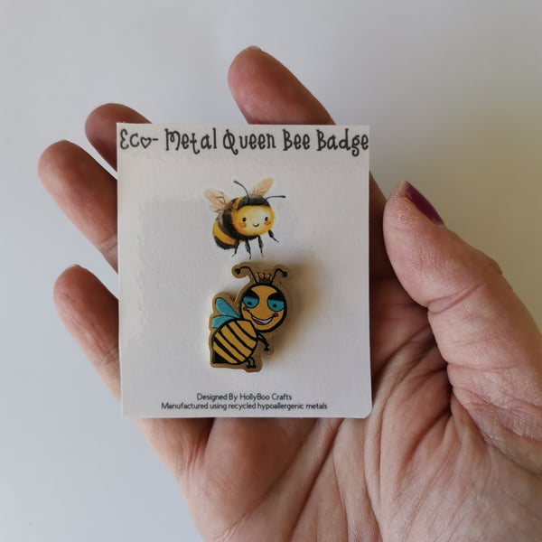 Eco Metal Queen Bee Pin Badge 