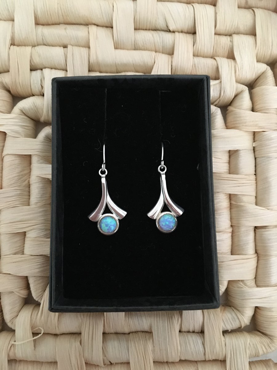 Lovely Faux Opal Wishbone Earrings