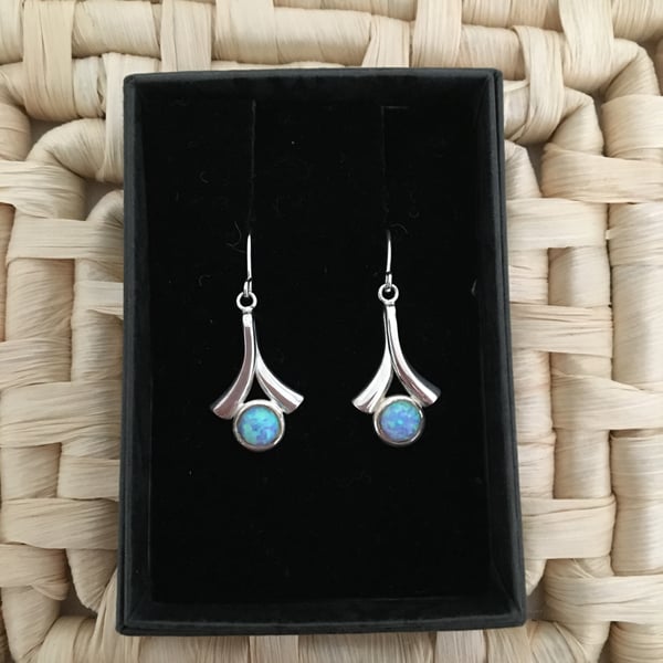 Lovely Faux Opal Wishbone Earrings