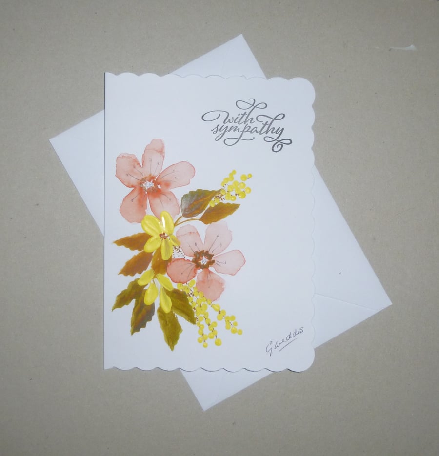 hand painted sympathy card ( ref FA 260 A5 )