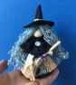 Witch Doll Decoration, Folded Book Art, Witch Core Decoration, Sparkly Turquoise
