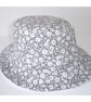Sun Hat Bucket Hat Taupe and White Floral Reversible Summer Hat - Image 2