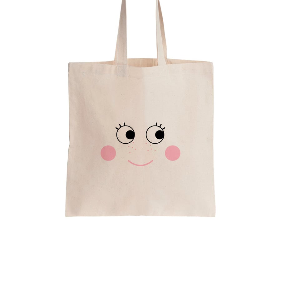 Girl Eyes Cotton tote bag, Material shopping bag, Market bag, Hand-painted
