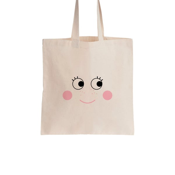 Girl Eyes Cotton tote bag, Material shopping bag, Market bag, Hand-painted